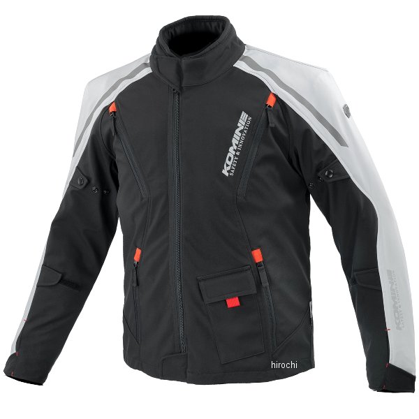 KOMINE 秋冬モデル プロテクトソフトシェルジャケット ソリアーノ ライトグレー/黒 Lサイズ