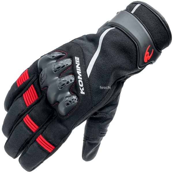 KOMINE 秋冬モデル プロテクトWPウィンターグローブ 黒/赤 Sサイズ