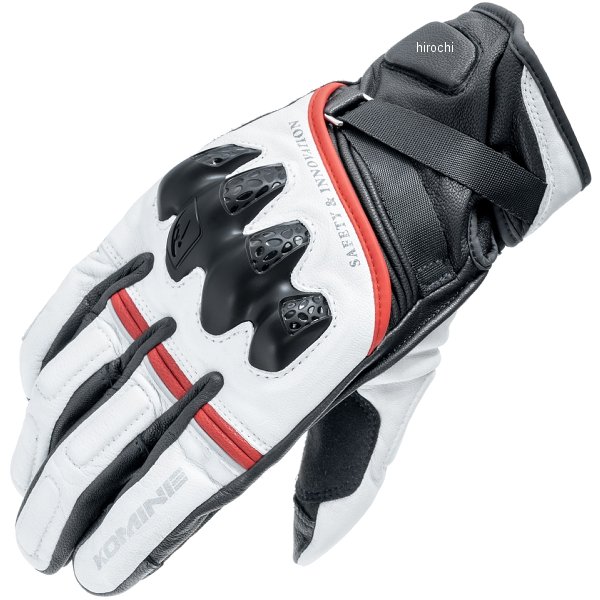 KOMINE 秋冬モデル レザープロテクトウォームグローブHG 白/黒 XLサイズ