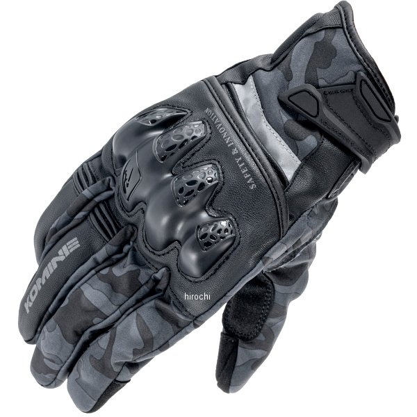 KOMINE 秋冬モデル プロテクトウインドプルーフウォームグローブHG ブラックカモ Mサイズ