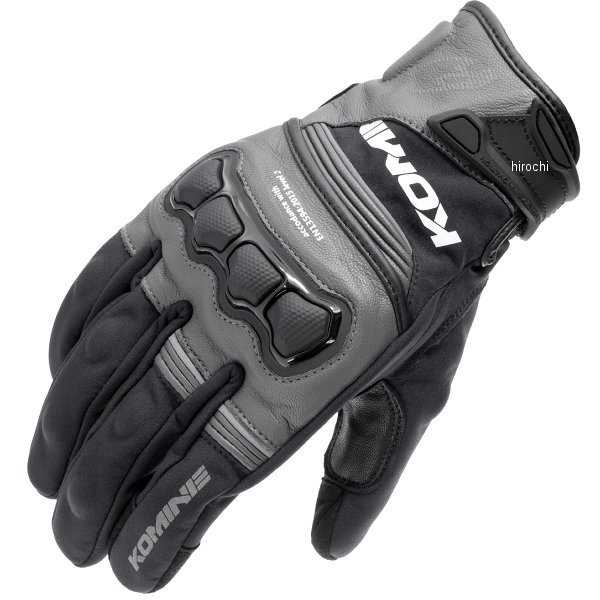 KOMINE 秋冬モデル ハイプロテクトレザーウインドプルーフグローブHG ダークグレー XLサイズ