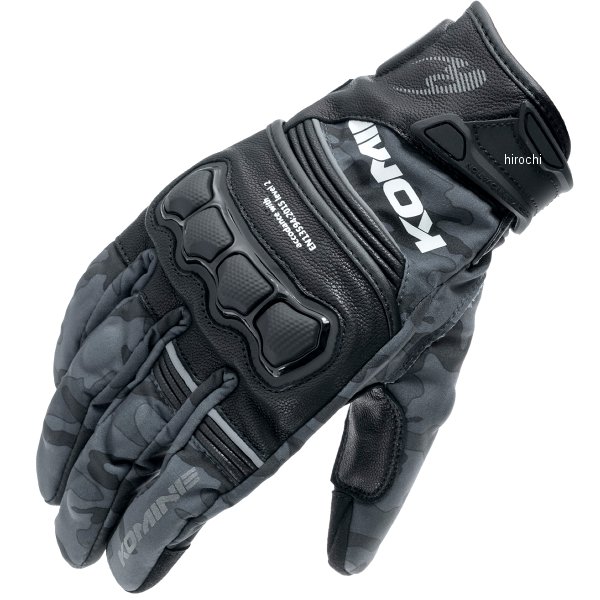 KOMINE 秋冬モデル ハイプロテクトレザーウインドプルーフグローブHG ブラックカモ 3XLサイズ