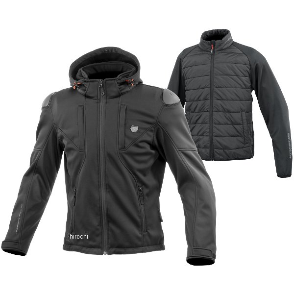 KOMINE 秋冬モデル ハイプロテクトソフトシェルシステムパーカセット 黒 Sサイズ
