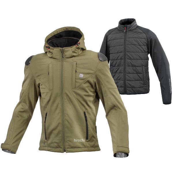 KOMINE 秋冬モデル ハイプロテクトソフトシェルシステムパーカセット オリーブ Lサイズ