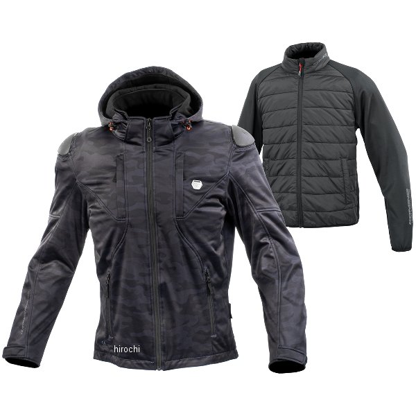 KOMINE 秋冬モデル ハイプロテクトソフトシェルシステムパーカセット ブラックカモ Sサイズ