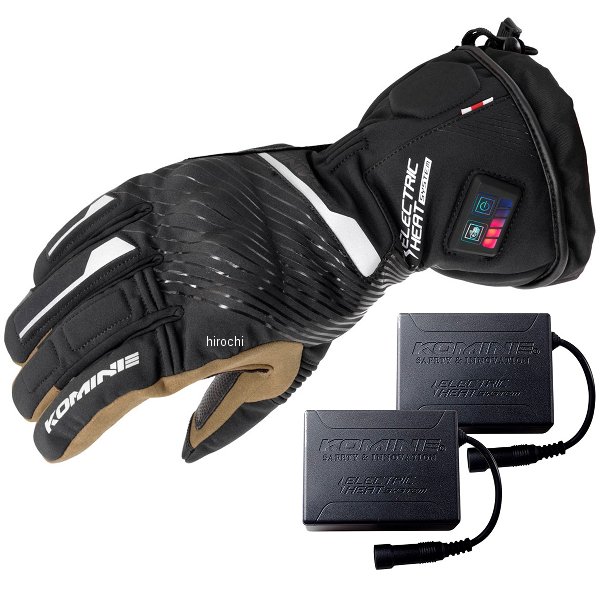 KOMINE 秋冬モデル デュアルヒートプロテクトエレクトリックグローブセット 黒 XSサイズ