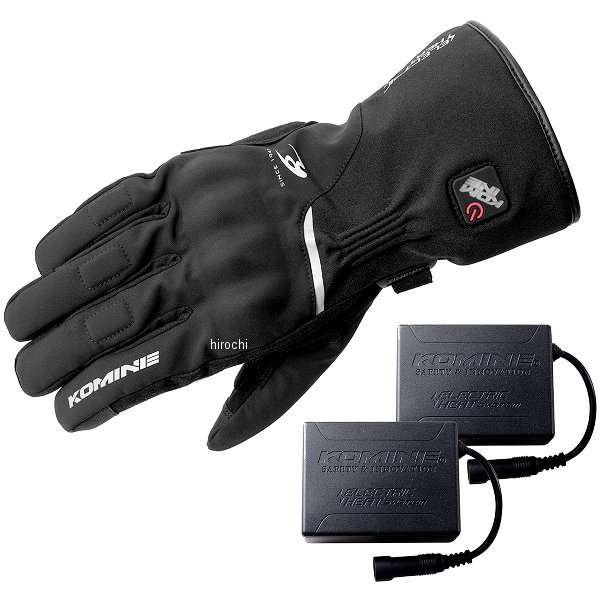 KOMINE 秋冬モデル プロテクトエレクトリックヒートグローブ セット 黒 Mサイズ
