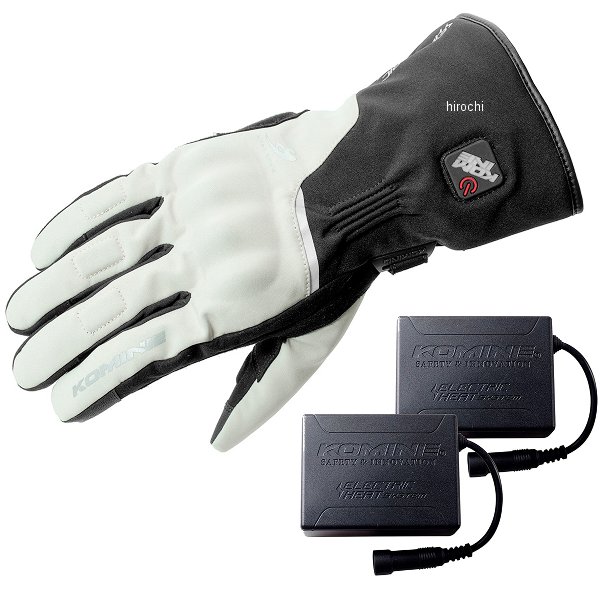 KOMINE 秋冬モデル プロテクトエレクトリックヒートグローブ セット ライトグレー Mサイズ