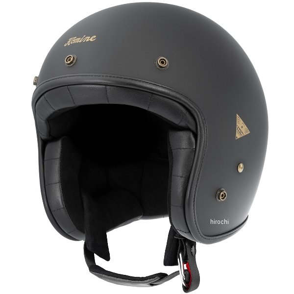 KOMINE ヘリテージレザージェットヘルメット ソリッドマットブラック XLサイズ