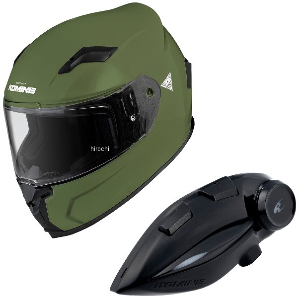 HK-170+i  KOMINE フルフェイスヘルメット&モーターサイクルインターカム オリーブ XLサイズ