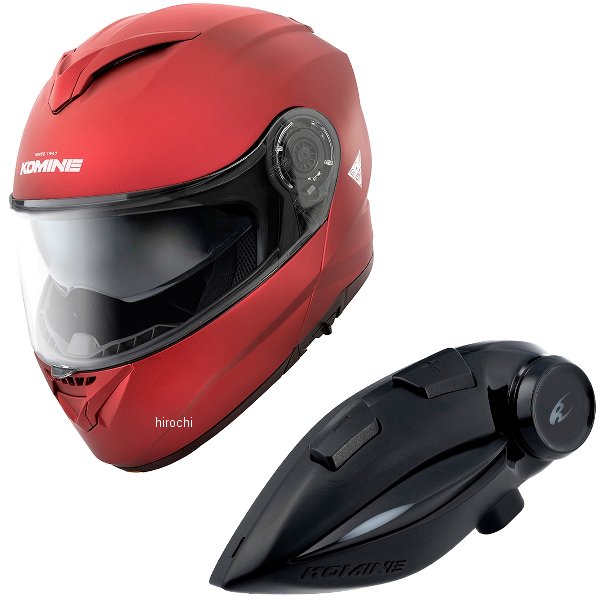 HK-171+i  KOMINE フルフェイスヘルメット&モーターサイクルインターカム マットメタルレッド Lサイズ
