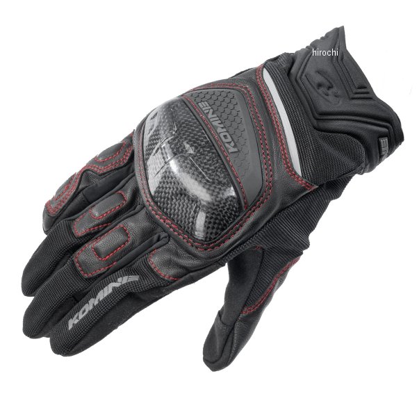 GK-268  KOMINE 2025年春夏モデル カーボンメッシュグローブ 黒/赤 2XLサイズ