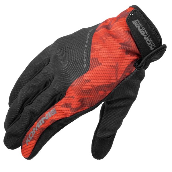 GK-270  KOMINE 2025年春夏モデル プロテクトメッシュグローブ 赤/カモ Mサイズ
