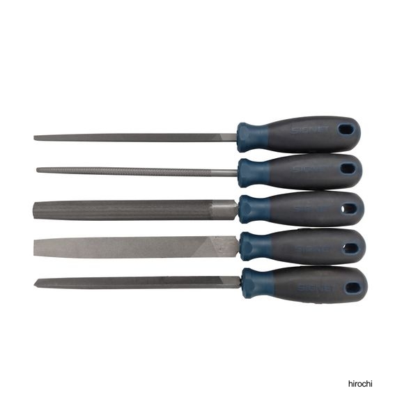 SIGNET 5本組 鉄工ヤスリセット 四角、 丸、 半丸、 平、 三角