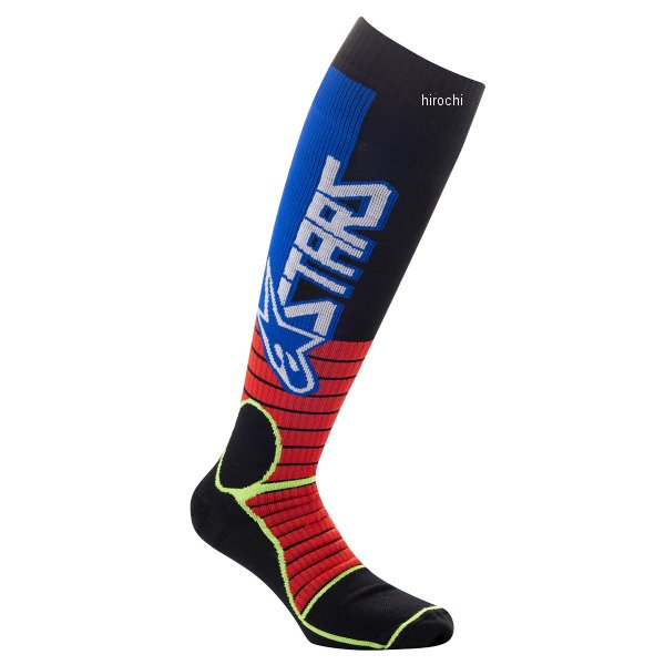 ソックスMXプロブライトレッド/イエローフロー/青Sサイズ