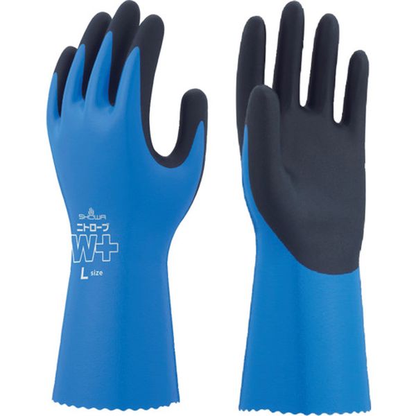 NO378PLUSL2PL ニトリルゴム手袋 NO378Plus ニトローブW＋ 左手2本 ブルー Lサイズ