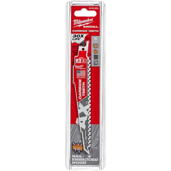 48005221 565-7197 AX木工用カーバイドレシプロソーブレード 5TPI 152mm (1本)