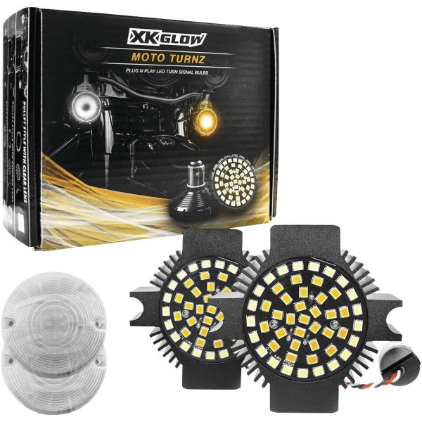 LEDウインカー レンズキット ダブル 1157 フラットスタイル用 クリアレンズ 白/アンバー