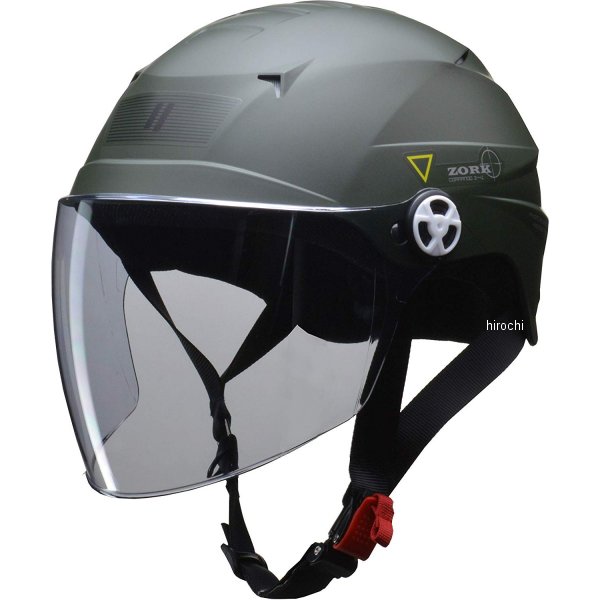 ゾーク ZORK ハーフヘルメット シールド付き 緑 (60～62cm)