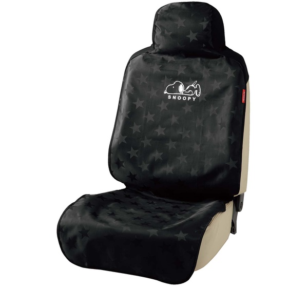 4079-10  スヌーピースター シートカバー フロント 1枚 ブラック