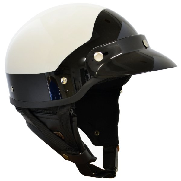 ハーフヘルメット MP-110 ポリススタイル 白/黒 フリーサイズ(57-60cm未満)