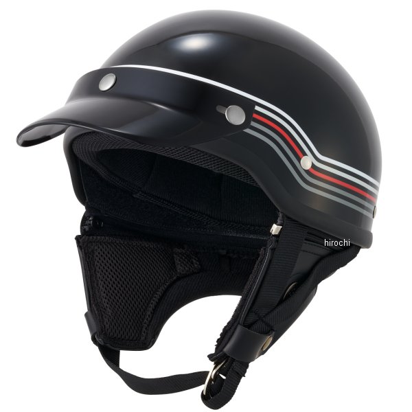 マルシン工業 MCH5 MZ-HALF ハーフヘルメット ストライプ(BK/RD/GRY) フリーサイズ(57～60cm未満)