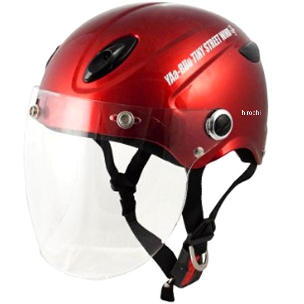 STR-K JT キッズハーフヘルメット クリアシールド付き キャンディーレッド キッズサイズ(54-56cm未満)