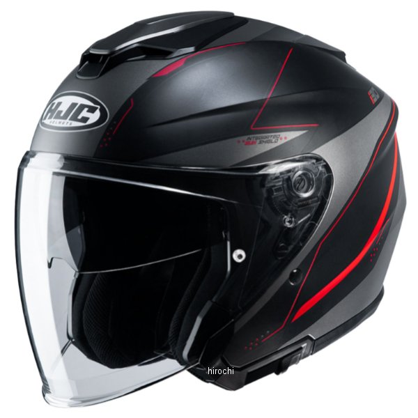HJH215  オープンフェイスヘルメット i30 スライト 黒/赤 Sサイズ
