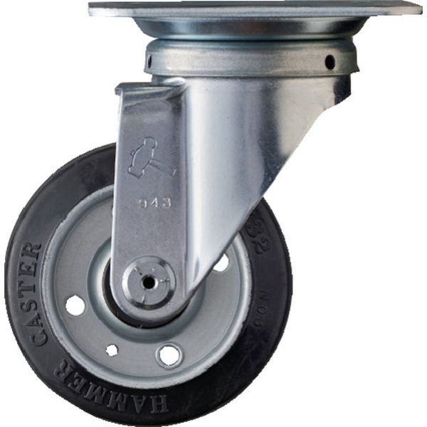 400SRB100  旋回式ゴムキャスター(ローラーベアリング)100mm