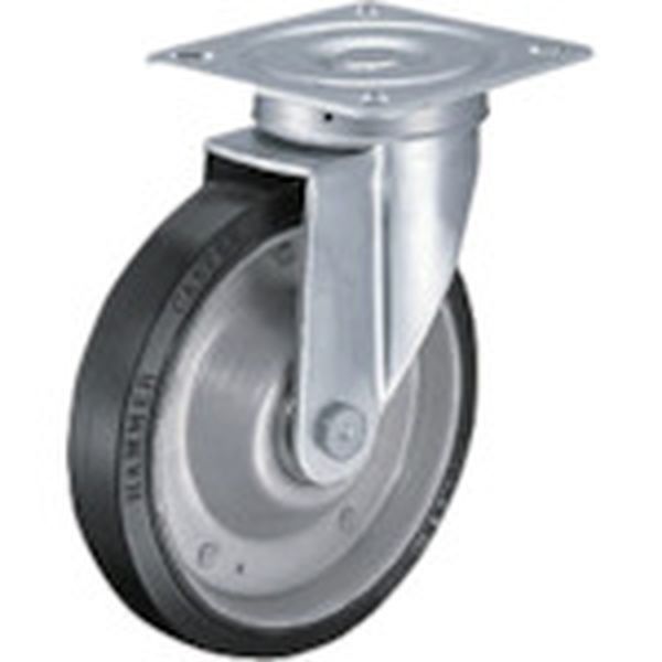 プレート式キャスター プレート式キャスター 自在 ゴム車輪(ラジアルボールベアリング入) 車輪径200mm 400S型