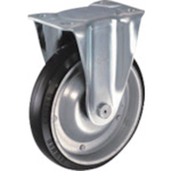 プレート式キャスター プレート式キャスター 固定 ゴム車輪(ラジアルボールベアリング入) 車輪径200mm 400S型