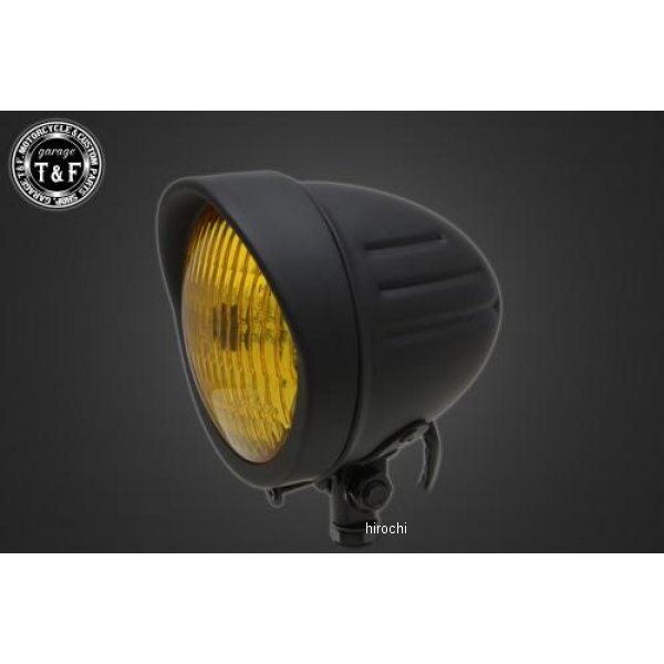 4.5インチスリットヘッドライト(クラシックレンズ仕様)+ステー DS1100STD マットBK/イエロー