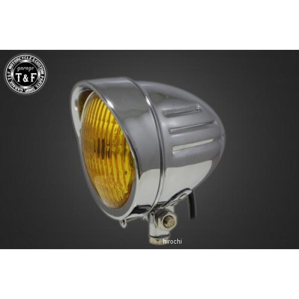 4.5インチスリットヘッドライト(クラシックレンズ仕様)+ステー SR400 メッキ/イエロー