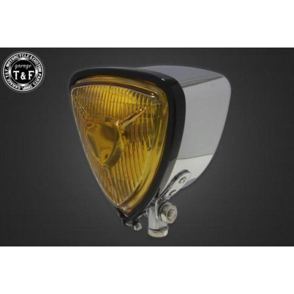 トライアングルヘッドライト(ブラック/メッキ)イエローレンズ+ステーH マグナ50