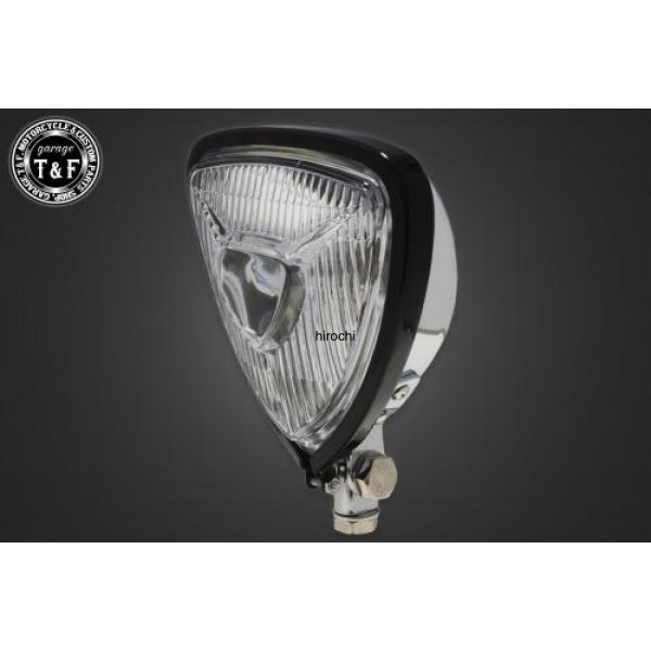 ビンテージトライアングルヘッドライト(ブラック/メッキ)クリアーレンズ+ステーE W400(W650、W800)