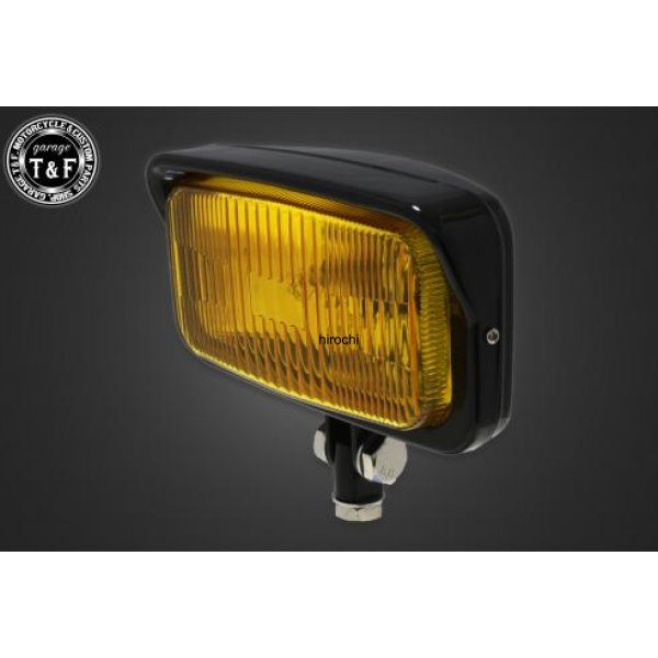 ビンテージスクエアヘッドライト(ブラック)イエローレンズ+ステーB DSC400