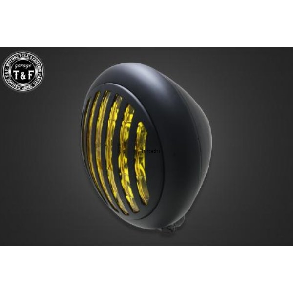 5.75in マスクドトラクターヘッドライト(マットブラック)イエローレンズ+ステーA DS400