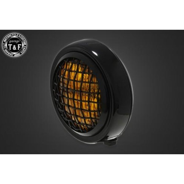 4.5in グリルヘッドライト(ブラック)イエローレンズ+ステーF グラストラッカーBB