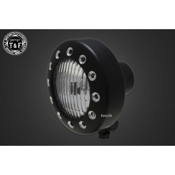 4.5インチドリルドヘッドライト(マットブラック)クリアーレンズ バルカン400クラシック