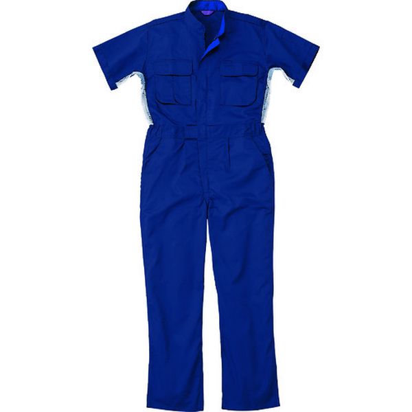 50001NBLL 137-0483  半袖つなぎ服 LLサイズ ネイビ-ブル-