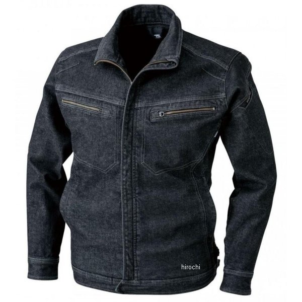 ソフトチノクロス&ストレッチデニムロングスリーブジャケット 黒