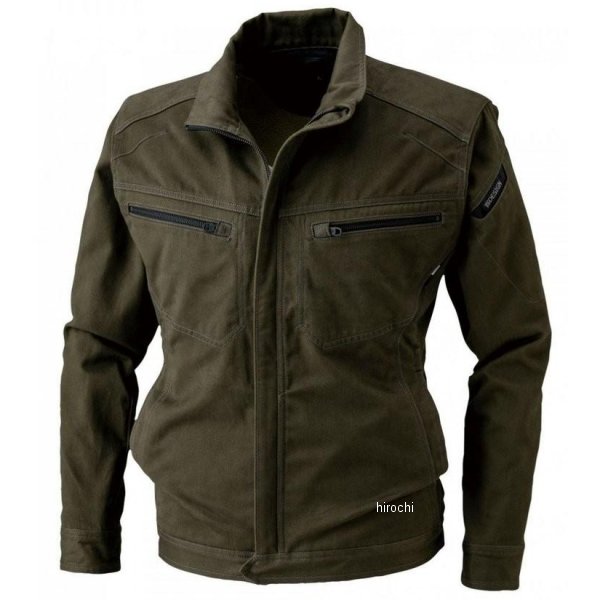 ソフトチノクロス&ストレッチデニムロングスリーブジャケット カーキグリーン