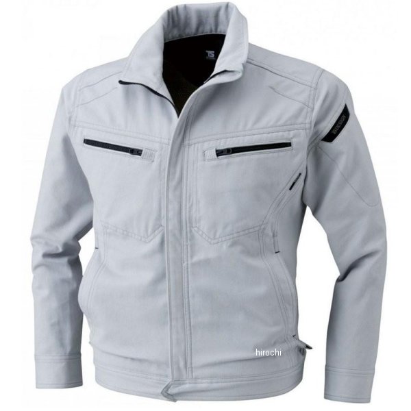 ソフトチノクロス&ストレッチデニムロングスリーブジャケット シルバーグレー