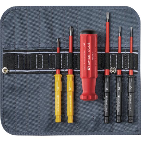 差替式絶縁ドライバーセット 5本組 ロールバック入り