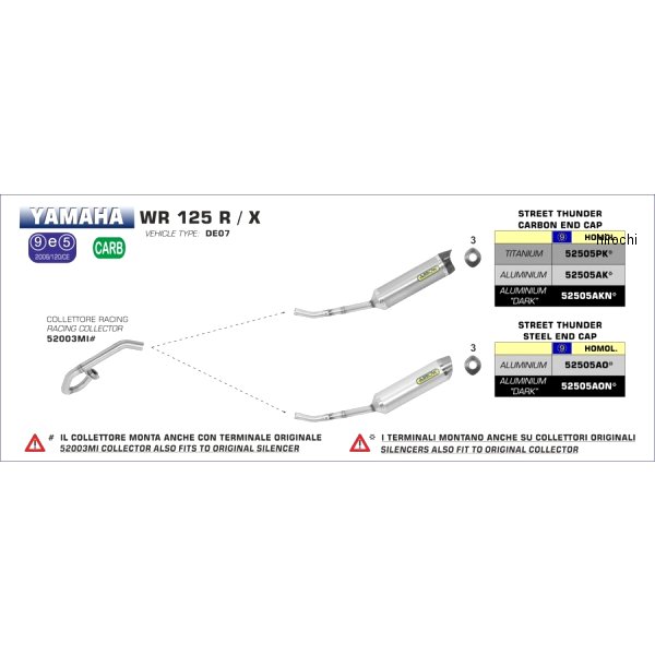 スリップオンマフラー THUNDER 09年-16年 WR125R アルミダーク/ステンレスエンド
