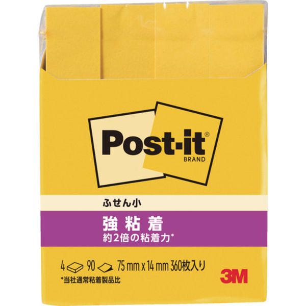 560SSYN  ポスト・イット 強粘着 75X14mm 90枚X4パッド ウルトライエロー