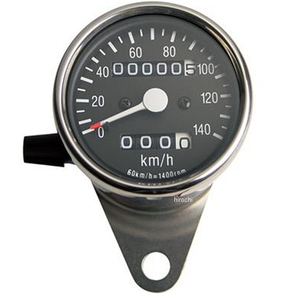 機械式スピードメーター φ60mm 黒パネル トリップ付き