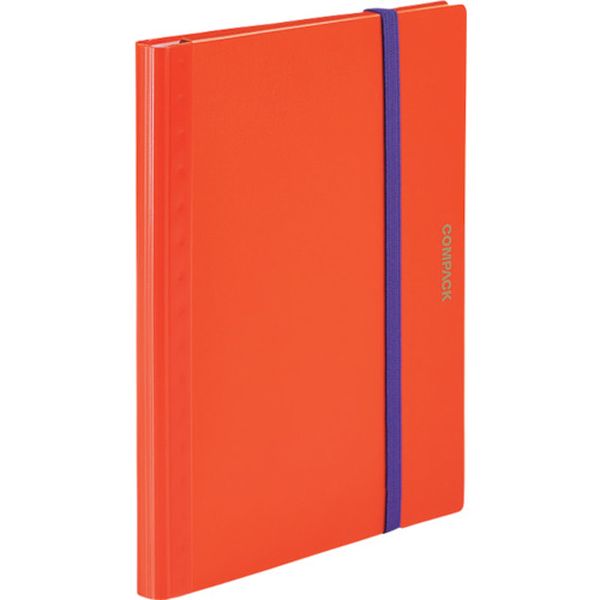 二つ折りクリアーファイルコンパック 5ポケットオレンジ