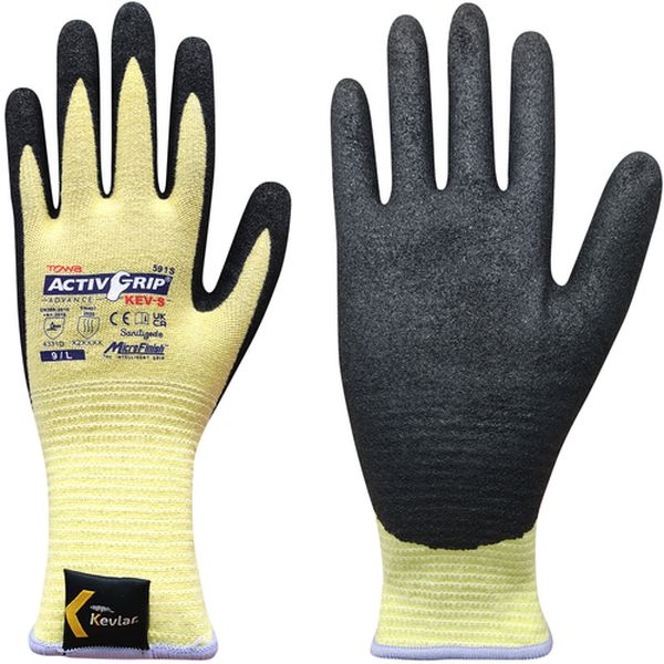 591S12P9L まとめ買い 耐切創手袋 アクティブグリップアドバンスKEV-S 9/L (12双入)