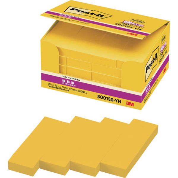 5001SSYN  ポスト・イット 強粘着 75X25mm 90枚X20パッド イエロー